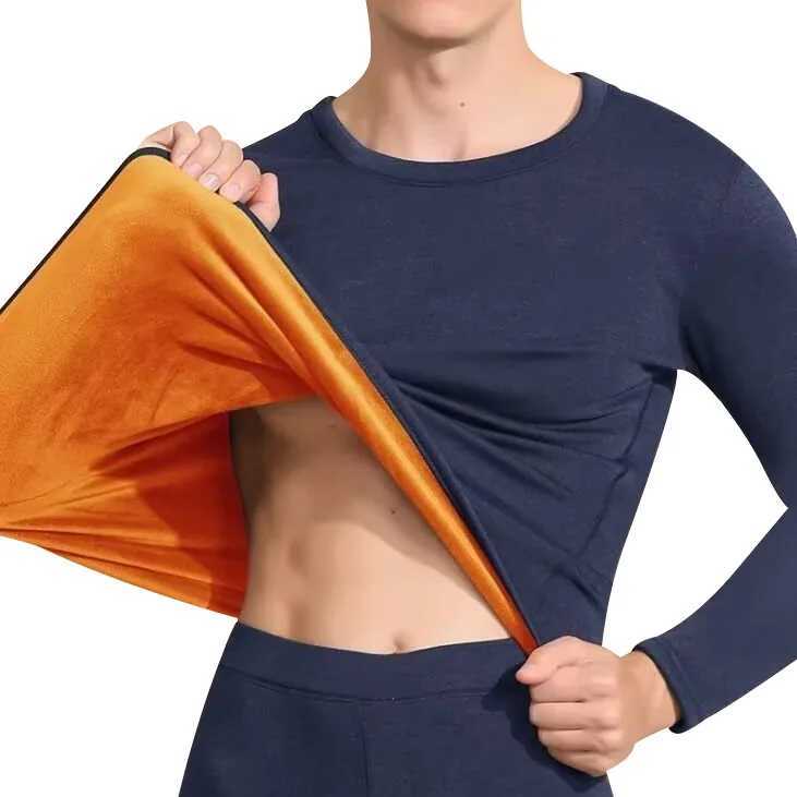 Mens Thermal Underwear Set Fleece Lined Thick Heated Winter Warm Golden Fleece AntiCold Base Layer Long Johns Top Bottom Outfit H251017