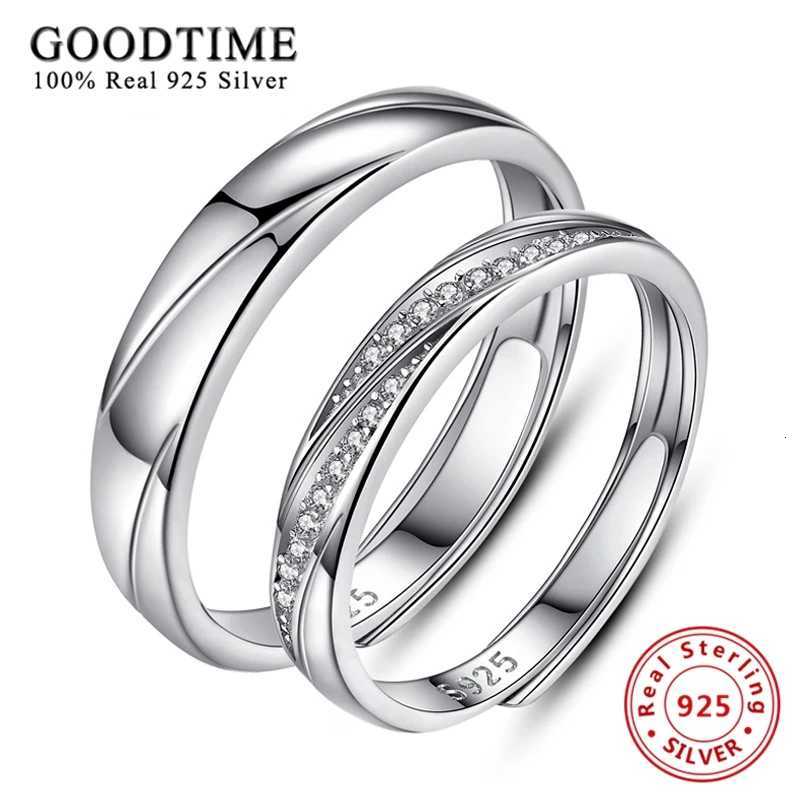 Fashion Genuine 100 925 Sterling Silver Ring for Women Men Engagement Zircon Couple Rings Wedding Band Jewelry Gift For LoversW251017
