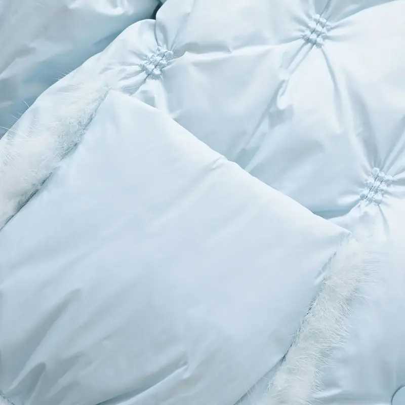 Mink Hair Embroidered Light and Thin Down Jacket for Womens Short Standing Collar Large Pocket Jacket Autumnwinter New Lingge W251016