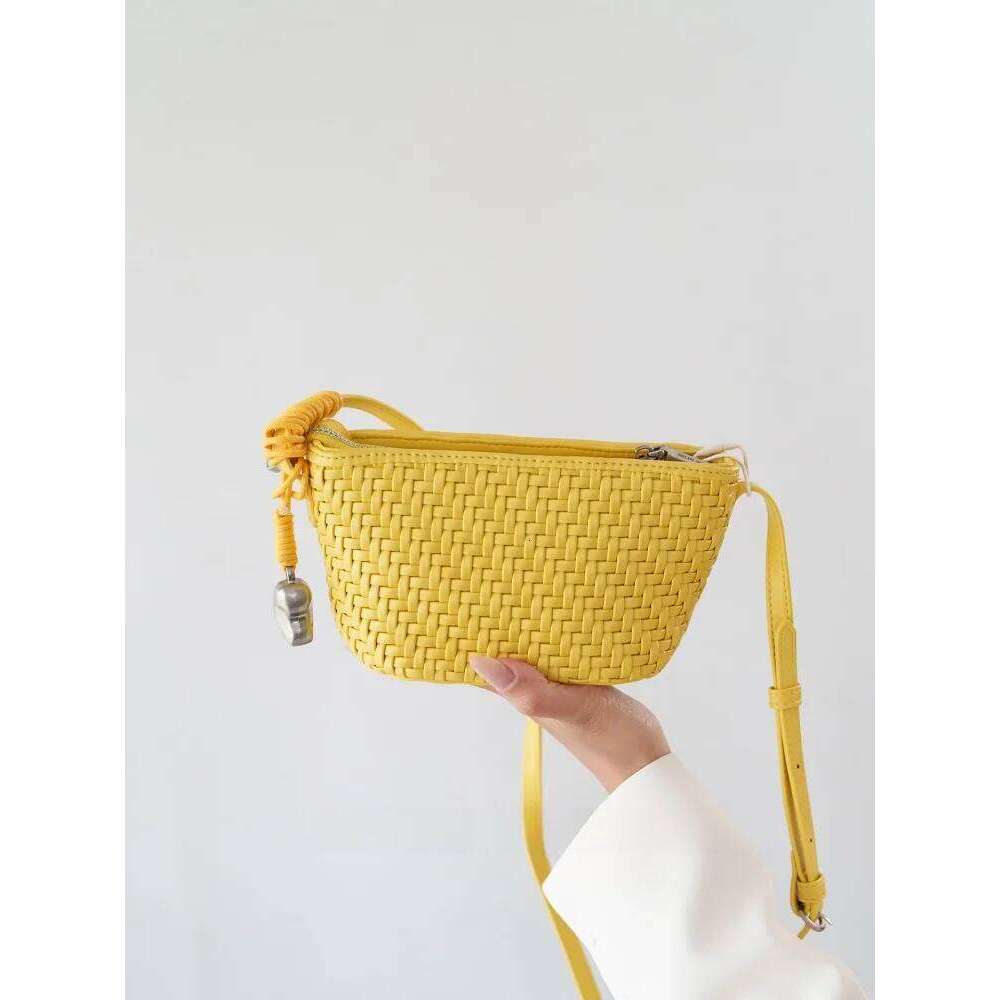 Handwoven Crossbody Faionable Handbag Oulder For Women Sli Leather Bag Neutral Modern Sle Pure Color