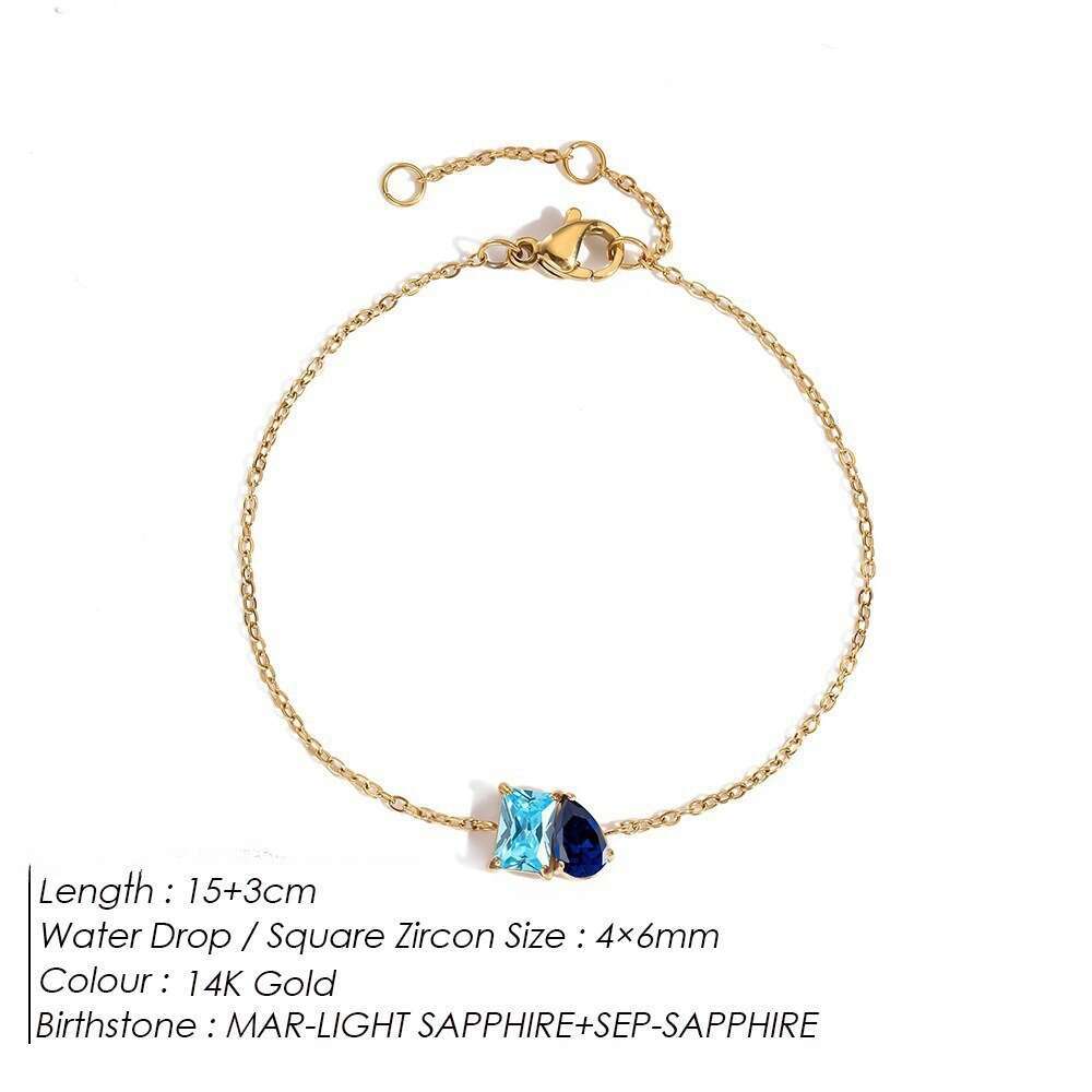 St.delan Fashion Water Drop Shape Square Light Bracelet Zircon Twee Birthstone Jewelry ddmypluto