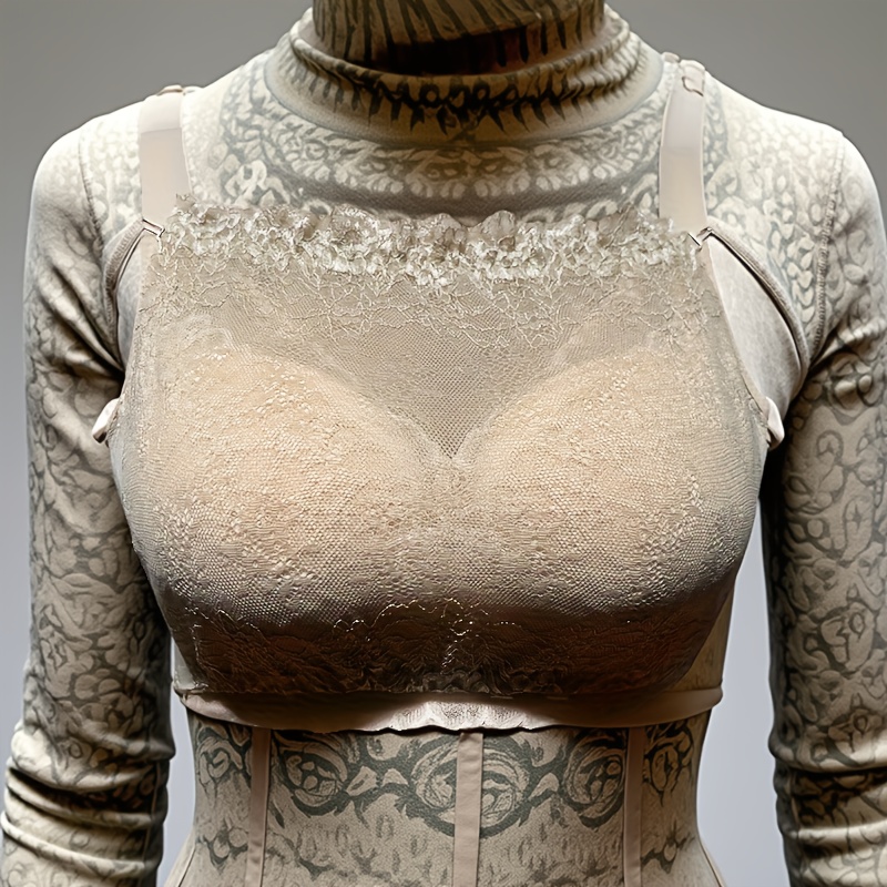 3PCS Lace Cleavage Cover Up Women Camisole Elastic Band Easy Clip-On Camisole Bras Insert Wrapped Chest Protection Covering Tube Top