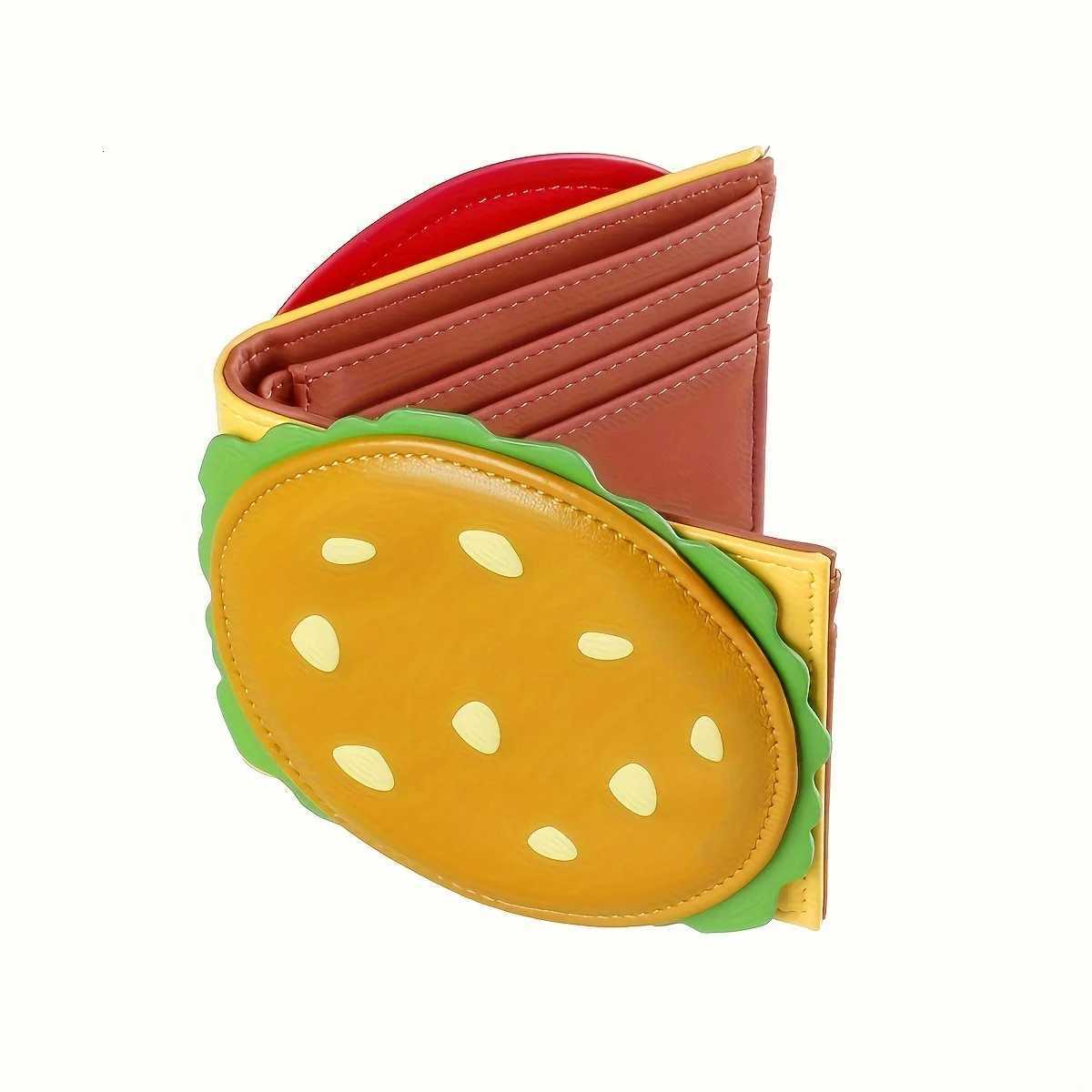 Fun Hamburger Shaped Wallet Krabby Patty Style Card Case Unisex RFID Blocking AntiTheft Design Thin PU Leather BillfoldW251017