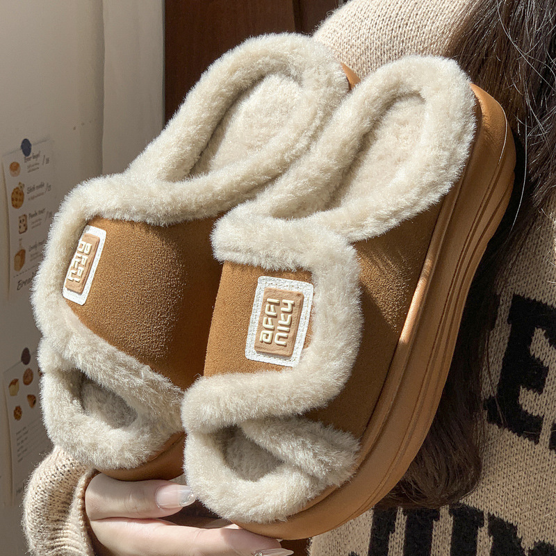 New Versatile Velcro Cotton Slippers Women's Winter Home Fleece Warm and Comfortable Thick-soled Non-slip Enhanced Cotton Slippers