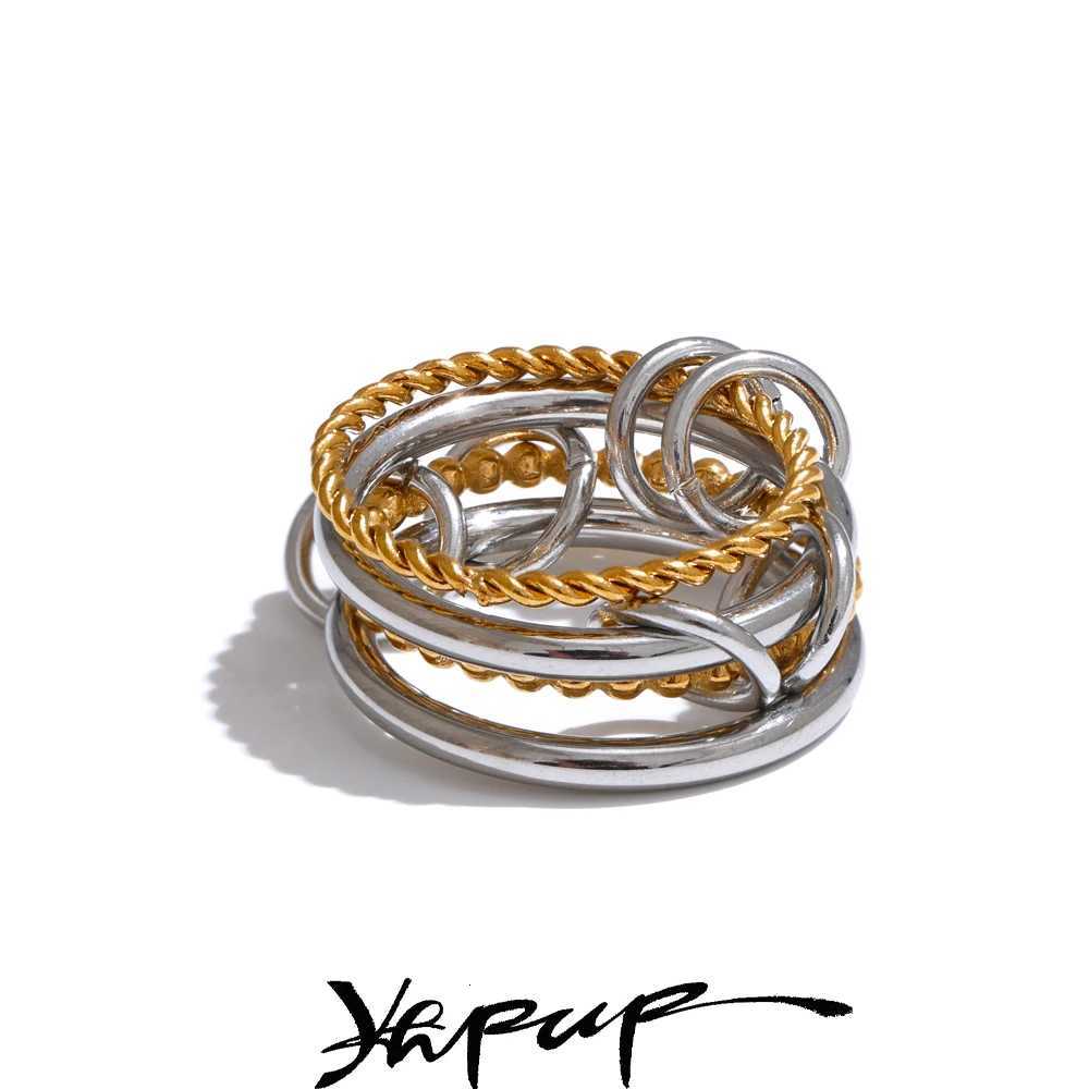 Yhpup 678 Distinctive Stainless Steel Metal Four Finger Stacking Ring Waterproof Charm Trendy Unusual Jewelry AccessoriesW251017