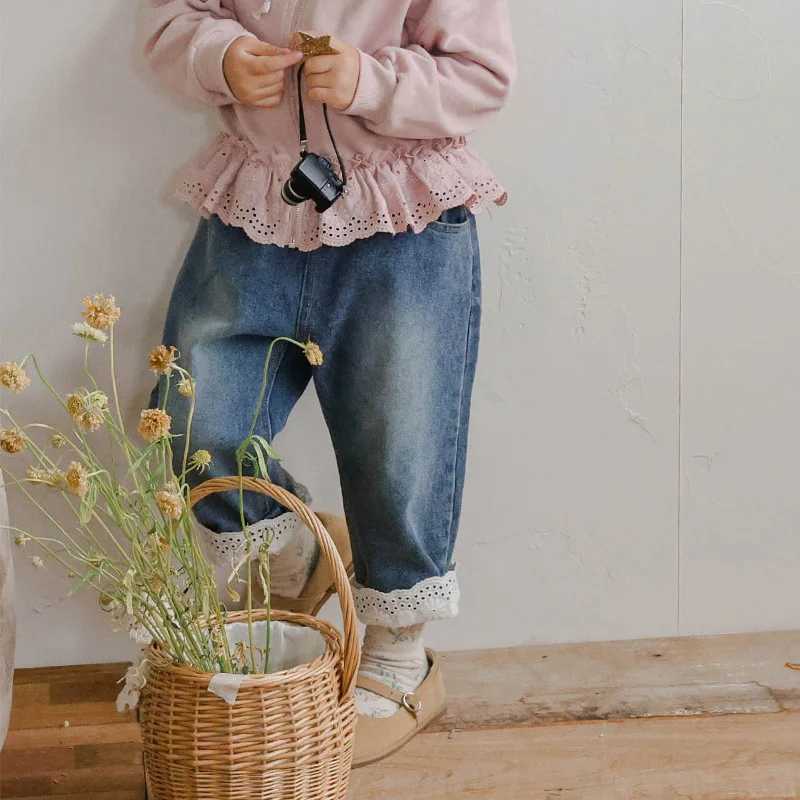 2025 Autumn New Korean Children and Girls Lace Loose Casual Radish Jeans Fashion Casual Baby Pants Baby InfantT251017
