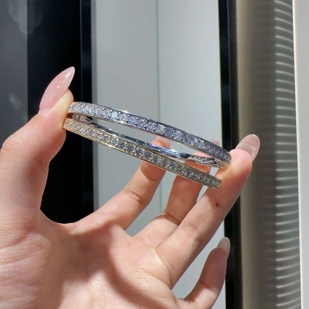 Light Versatile Single Row Round Dia Bracelet Gold and Sier Two-tone Optional Exquisite Sparkling Fashion Jewelry