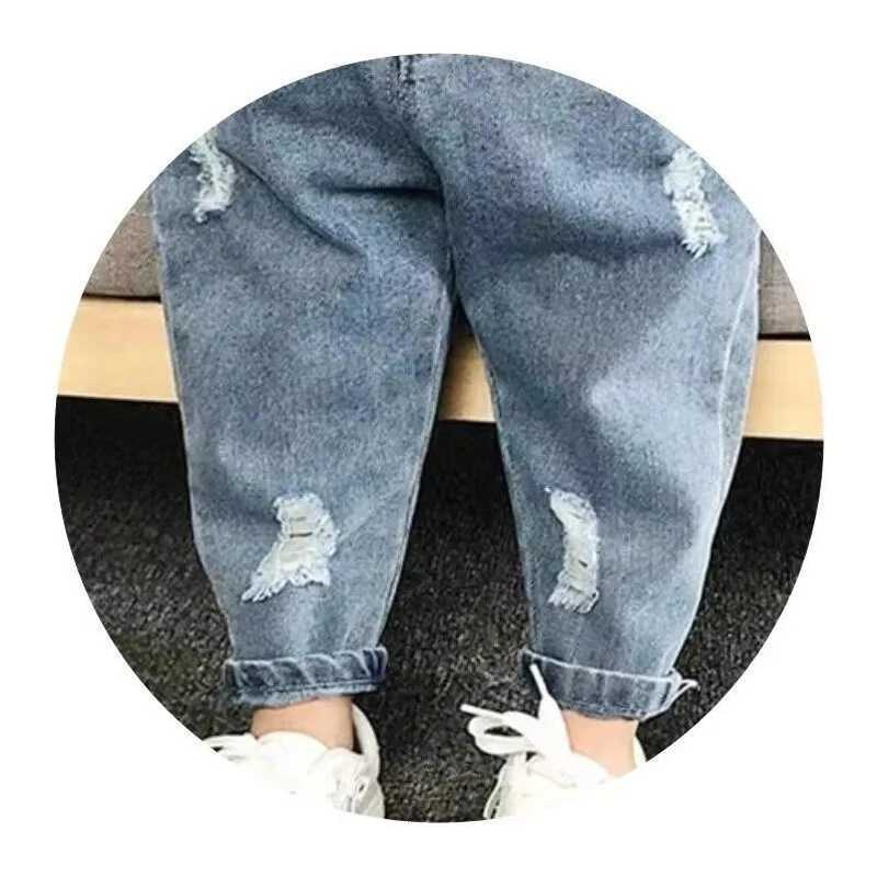 Babys Loose Allmatch Jeans High Waist Trousers Spring Autumn Childrens Ripped Jeans Boys Casual Fashionable Denim PantT251017