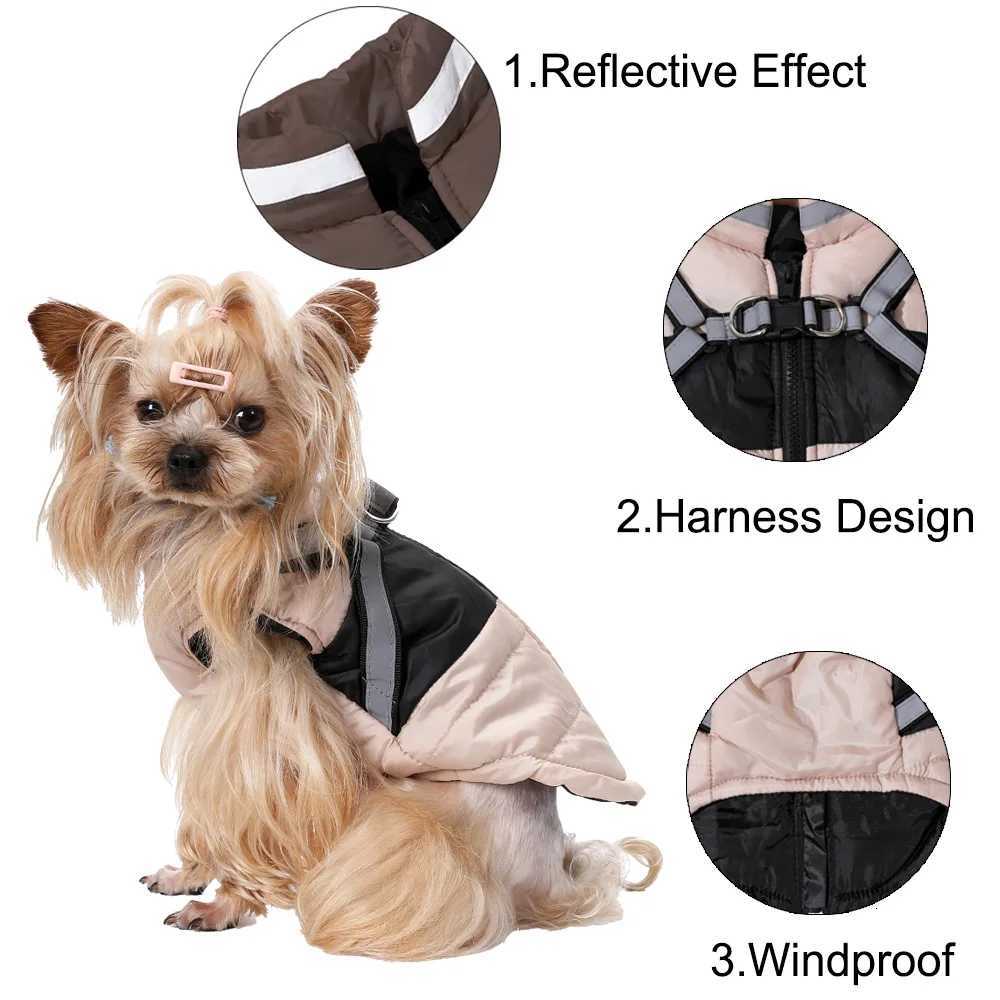 Dog Coat With Harness Winter Warm Dog Clothes For Small Medium Dogs Cats Windproof Cat Clothing Chihuahua Yorkshire Pet JacketW251017