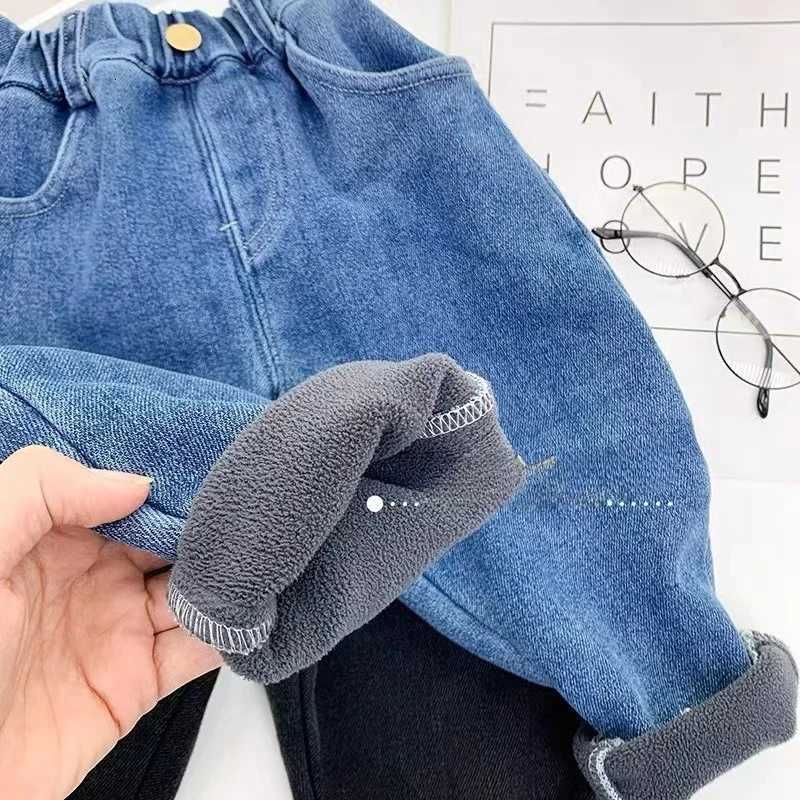 Boys FleeceLined Jeans Thick OnePiece Winter Pants for Baby Children Warm Stylish Kids ClothesT251017
