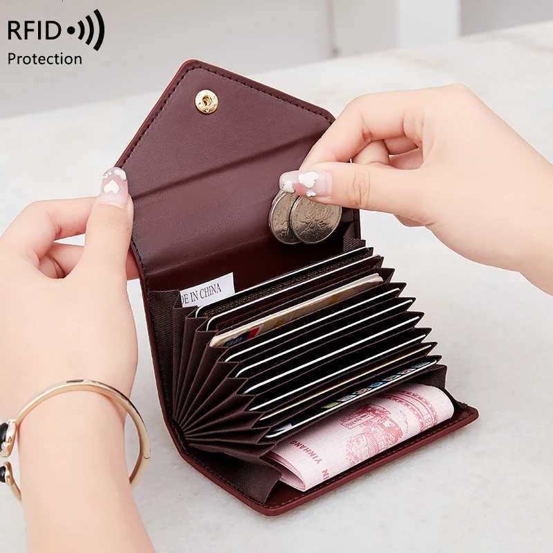 RFID AntiTheft Brush Organ Card Bag lychee Grain Soft Skin Simple Coin Wallet MultiCard Lightweight Small Card Bag NewW251017