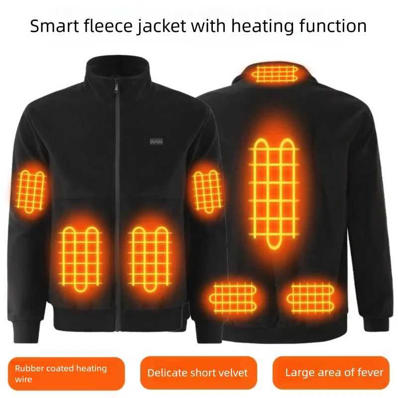 8 Areas Intelligent Electric Heating Polar Fleece Jacket Mens Winter Smart USB Constant Temperature Graphene Fleece Warm Coat H251017