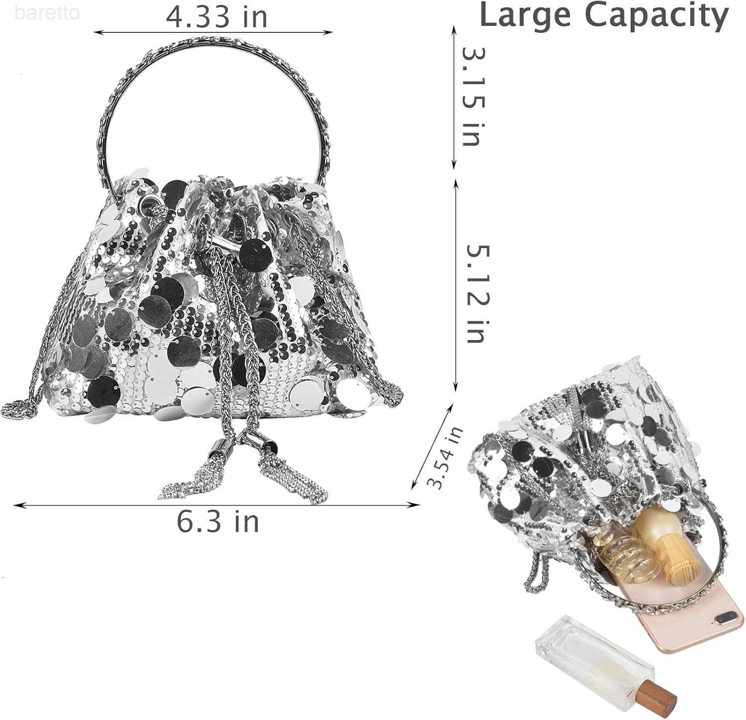 RhinestoneSequin Bucket Bag with Jewelry Set Women Silver Bling Evening Handbag Glitter Diamond Cell Phone Purse Z251017