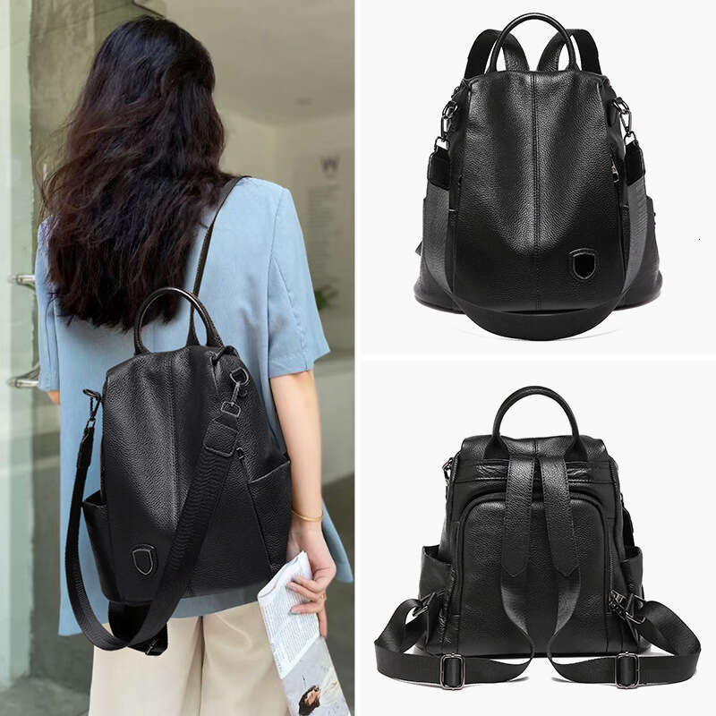 Luxury Bag Women's Genuine New Designer Versatile Soft Leather Fashion S Bag Large Capacity Travel Backpack