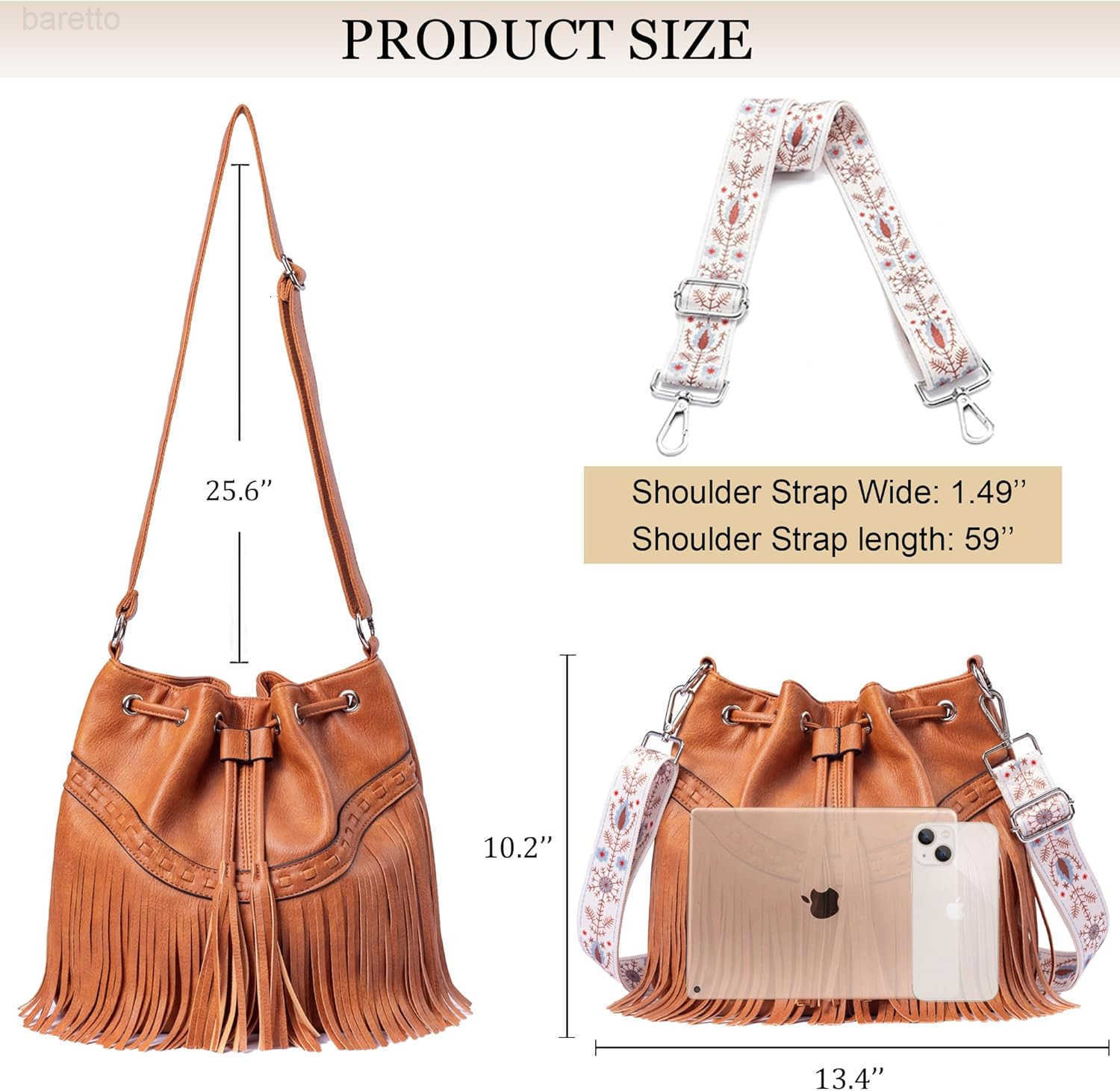 Fashion Women Bucket Fringe Hobo Bag Western Purse Vegan Leather Tassel Hippie Shoulder Crossbody Bag Z251017