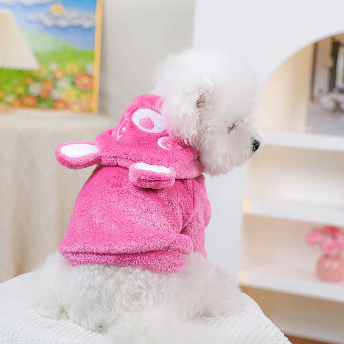 Pet Dog Clothes Autumn and Winter Thickened Plush Cute Bear Transformation Clothes Pink Catdog ClothingW251017