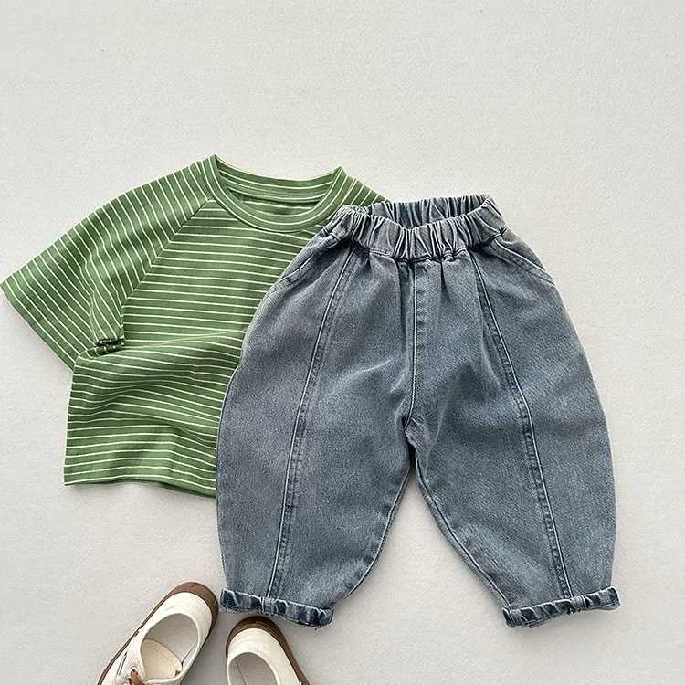 2025 Autumn New Children Jeans Fashion Girls Harem Pants Loose Kids Denim Trousers Boys Simple Casual Pants Baby ClothesT251017