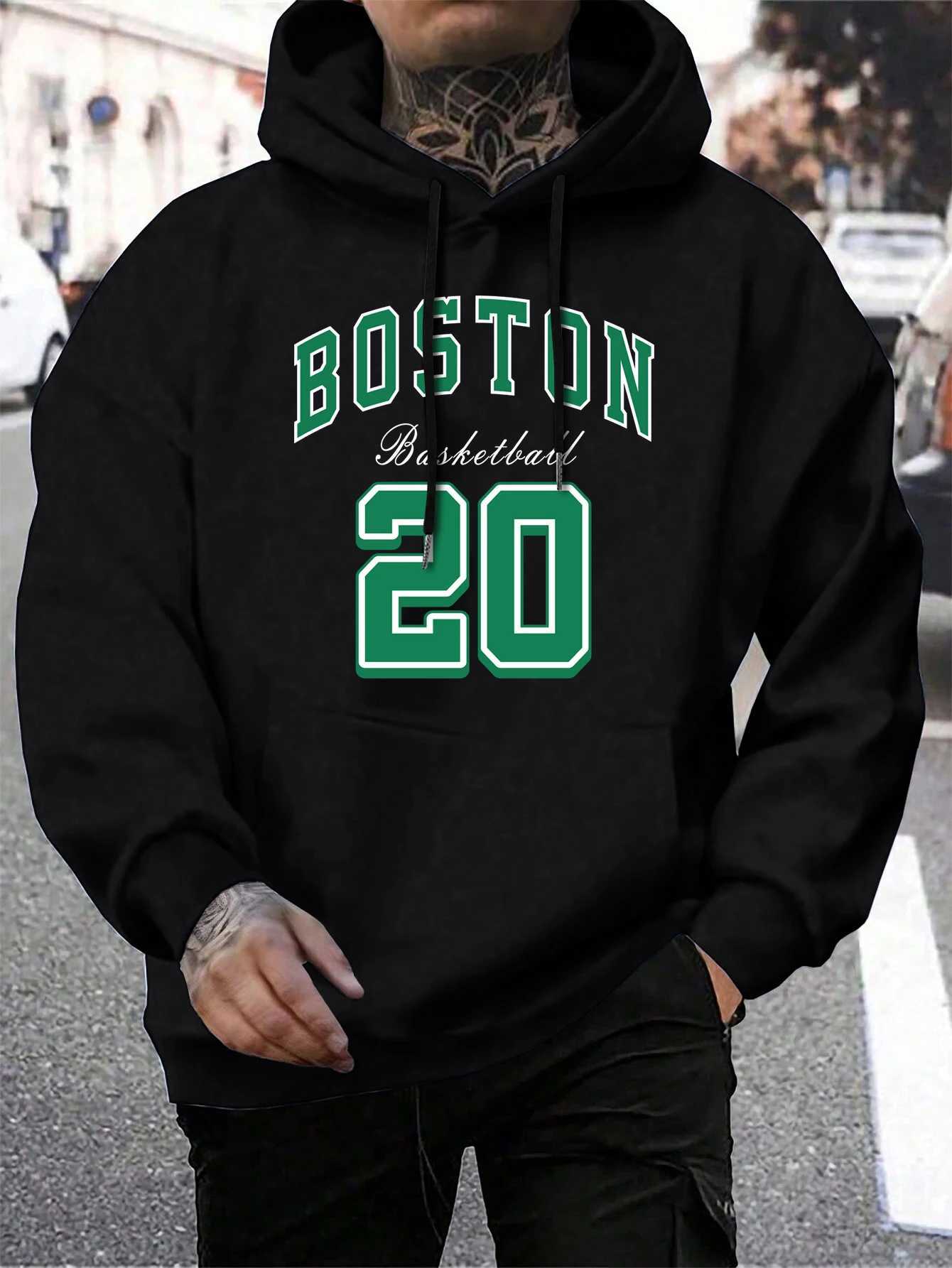 Boston City Print Men Hoody Harajuku Loose Pullover Fashion Fleece Warm Hoodie Man Vintage Autumn Crewneck Top Z251017