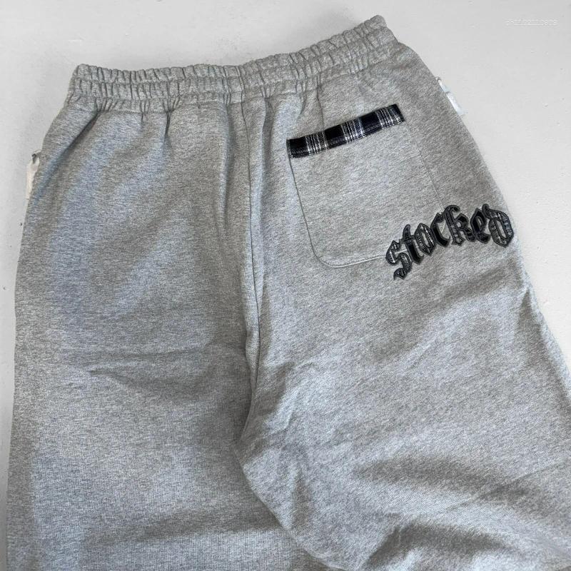 Men's Pants Y2k Stocked Plaid Joggers Gothic Letter Embroidery Unisex Retro Sweatpants Hip-Hop Harajuku Streetwear Casual