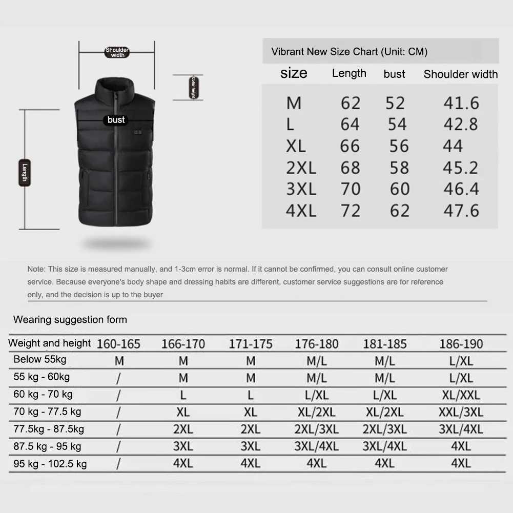 7111315 Areas Heated Jacket for Men Women Thermal Coat Intelligent USB Electric Heating Vest Winter Skiing Warm Heated Vest H251017