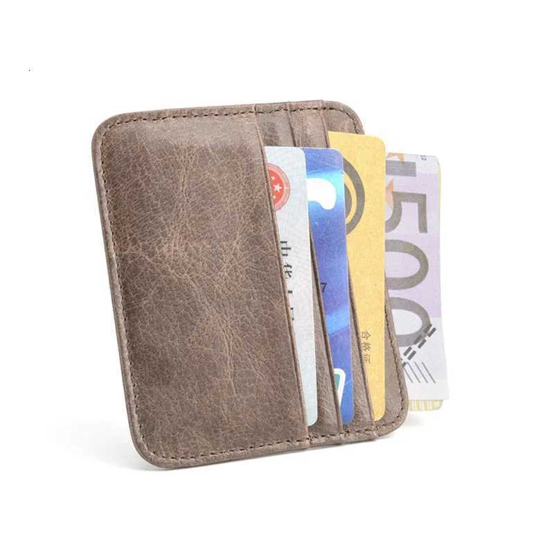 Genuine Leather Card Holder Thin Wallet for IDBankCredit Cards Compact Cash Bus Card Case RFID ProtectionW251017