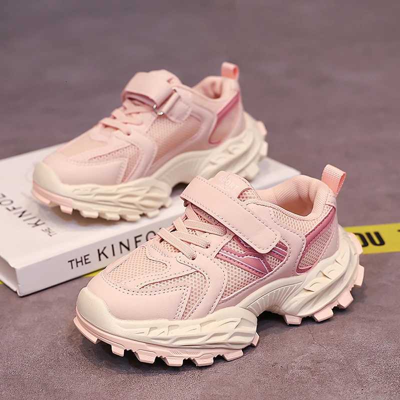 Children Pink Leather Flat Student Walking Shoes Nonslip Girl Lightweight Sports Tennis Footwear Sneaker Boys Casual ShoesT251017