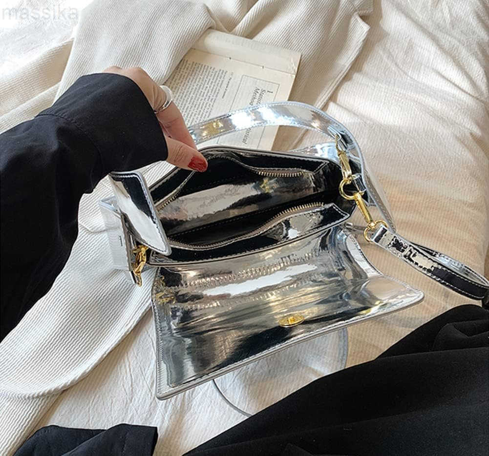 Y2K Womens Silver Evening Hobo Tote Handbag Satchel Clutch Crossbody Bags M251017