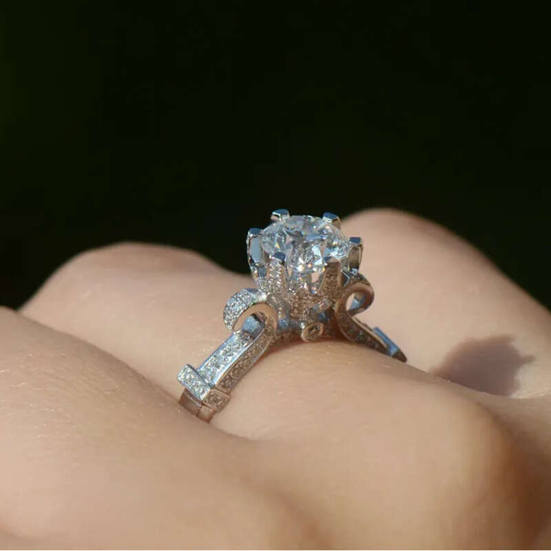 Victoria Wieck Jewelry Solitaire Sterling sier White sapphire Simulated Dia Wedding Engagement Crown Band Rings Size 4-10