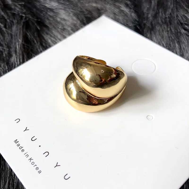 3Pcs Gold Color Silver Color Metal Minimalist Glossy Wide Open Rings Geometric Finger Rings for Women Men JewelryW251017