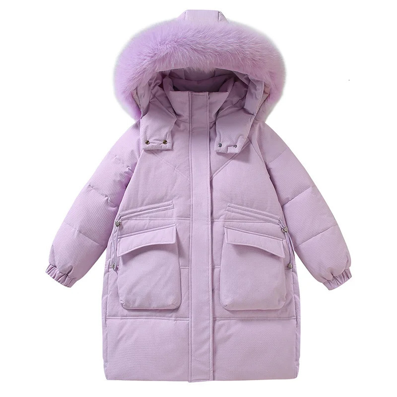 Winter Down Jacket For Girl Hooded Waterproof White Duck Down Thick Warm Teenage Girl Outwear Coat 514 Years Kids Parka 251015