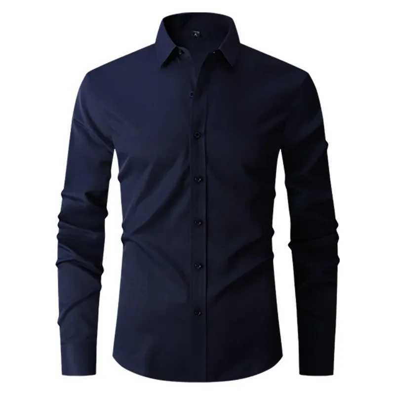 Mens Classic Long Sleeve Standardfit Dress Shirts Formal Business Social Simple Basic Design White Work Office Casual Shirt J251017