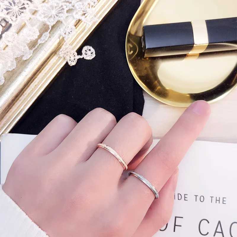 2mm 4mm 6mm Silver Rose Gold Color Frosted Finger Ring For Woman Man Wedding Jewelry Stainless Steel Couple RingW251017