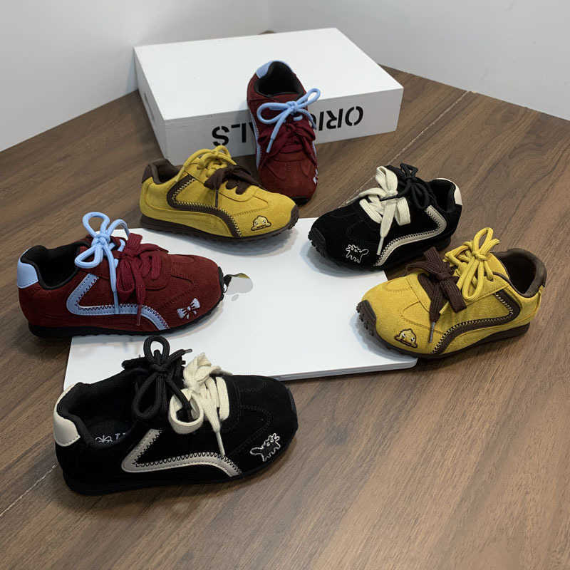 Suede Soft Leather Loafers Soft Sole Comfortable German Training Forrest Gump Shoes 2025 Autumn Childrens Sports Shoes Boys and Girls Sneakers W251017