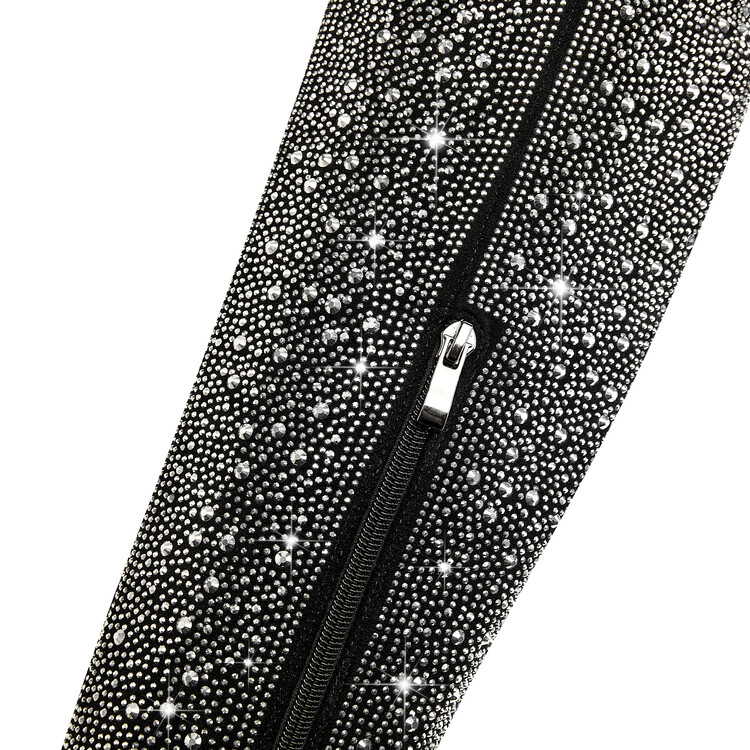 Starlight Pointed Toe Stiletto Over The Knee Boots Full Rhinestone Design 10.5cm High Heels Thigh High Fashion Boots