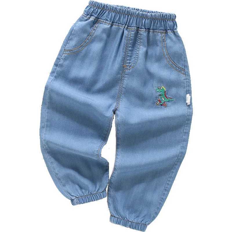 Baby Boys Jeans Autumn New Cartoon Embroidery Kids Baby Boys Denim Pants Elastic Waist Solid Color Toddler Boys Harem PantsT251017