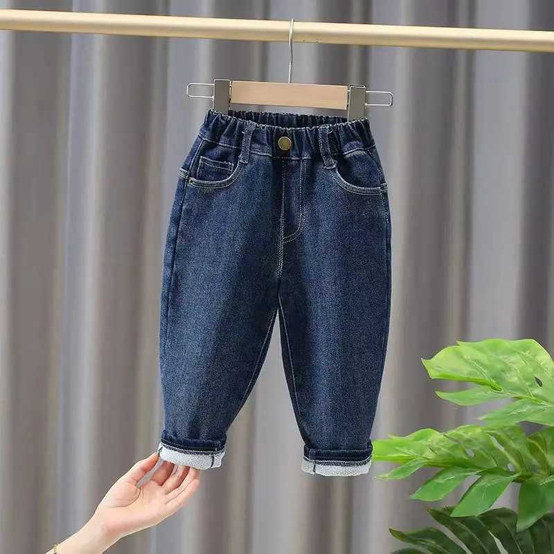 New Childrens Plush Jeans Allinone Plush Boys Pants Autumn And Winter Boys And Girls Winter Clothing Thickened Outerwear TrendT251017