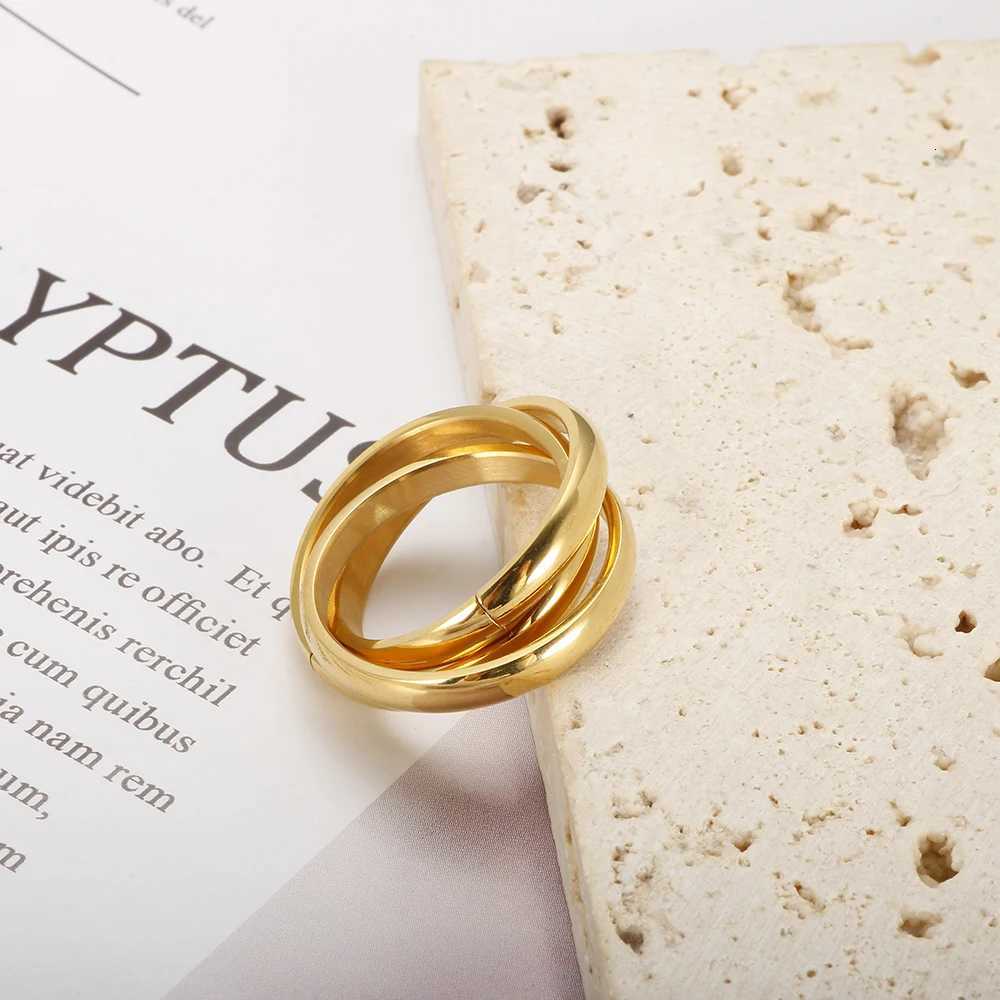 3 in 1 Triple Interlocked Rings For Women Men Couple Wedding Engagement Finger Ring Stainless Steel Goth Waterproof Jewelry Gift Z251017