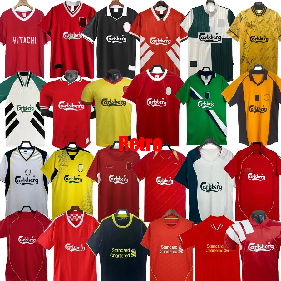 retro SALAH soccer jerseys shirts lfc 93 97 FOWLER REDKNAPP WRIGHT McMANAMAN 04 05 08 09 10 GERRARD TORRES MASCHERANO long football retrio Mens Home Away LS Kit uniform