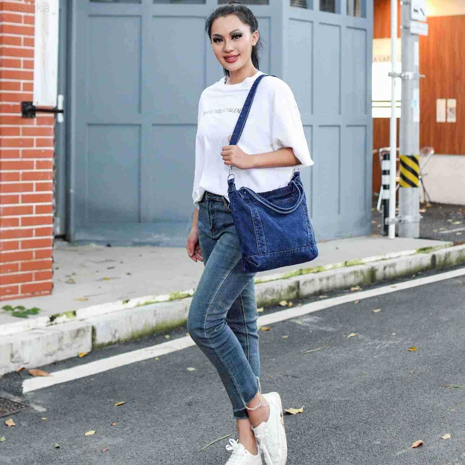 Denim Purse Jean Tote Bag for Women Crossbody Shoulder Weekend Bags Denim Purses and Handbags for Women M251017