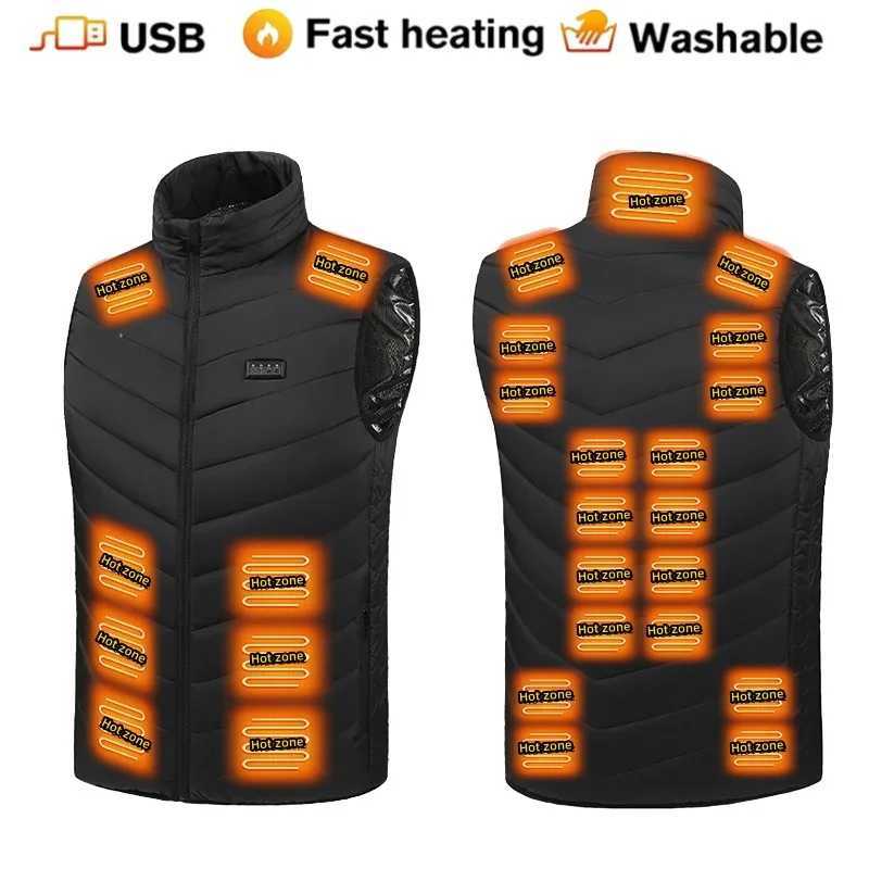 21 Zone Heating Vest Jacket Men USB Smart Switch Electric Heating Sleeveless Jacket Winter Warm Clothes Women Thick Padded Vest H251017