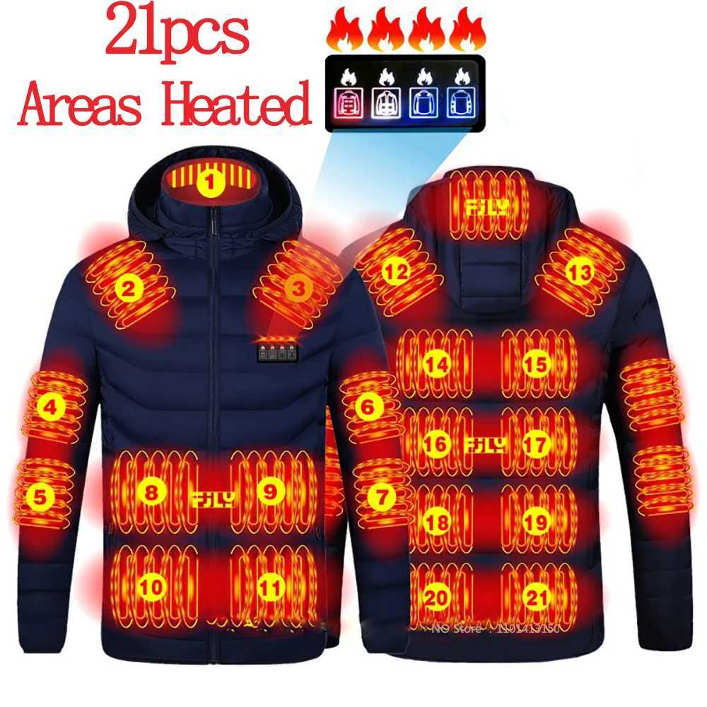 USB Heating Jackets Men Winter Warm Heated Parkas 21 Zones Electric Heated Jackets Waterproof Warm Jacket Coat Plus Size shsl H251017