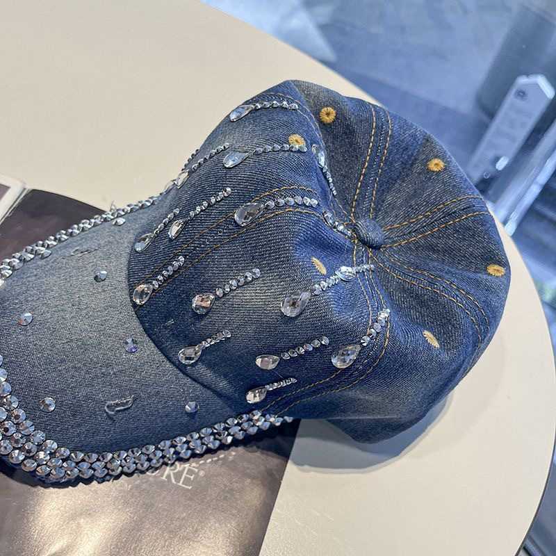 2025 New British Style Denim Embellished Casual FaceSlimming Adult Womens Baseball Cap Fashionable Stylish Duckbill Hat W251017