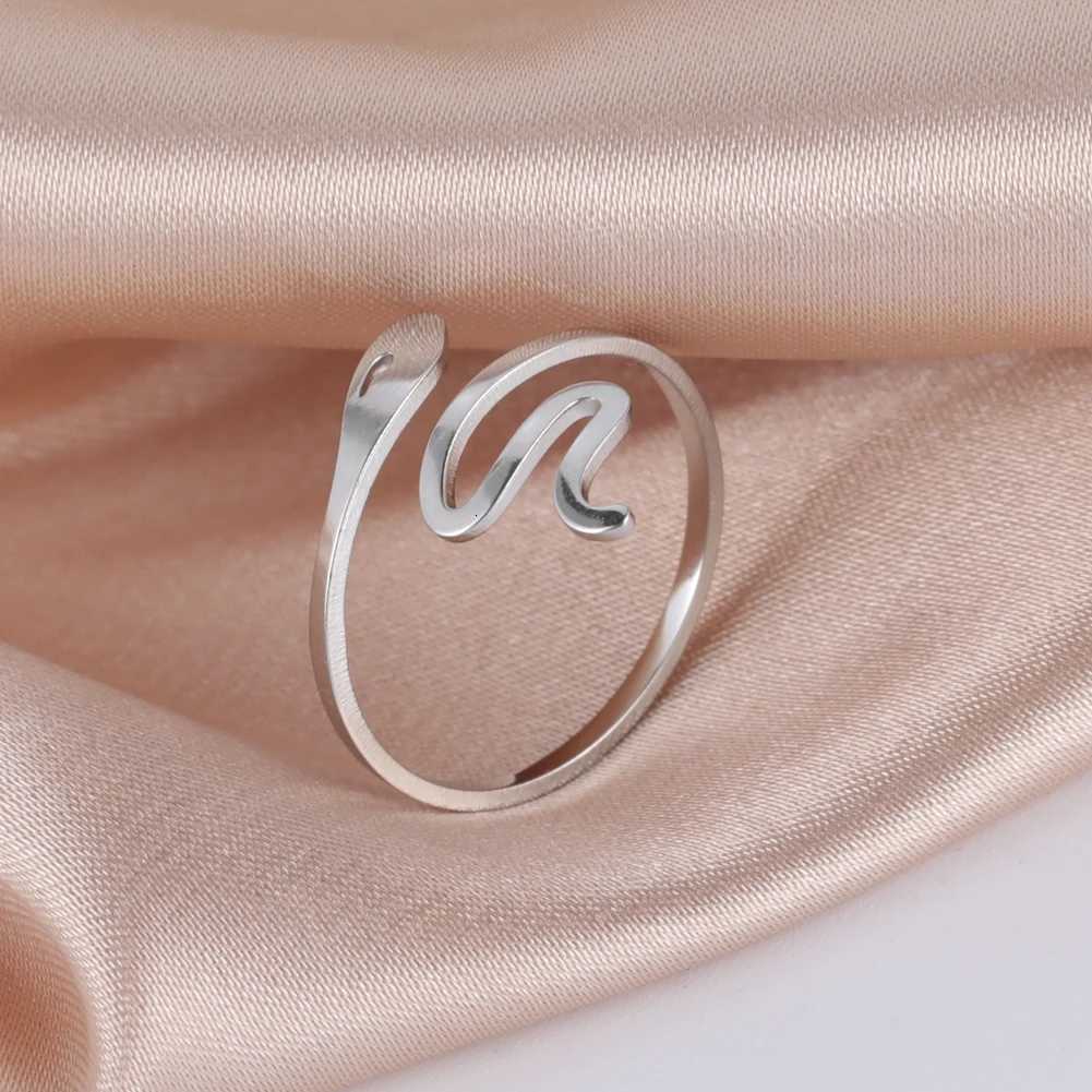 Skyrim Lovely Snake Shaped Adjustable Ring for Women Girls Minimalist Jewelry Ring Stainless Steel Birthday Party Gift WholesaleW251017