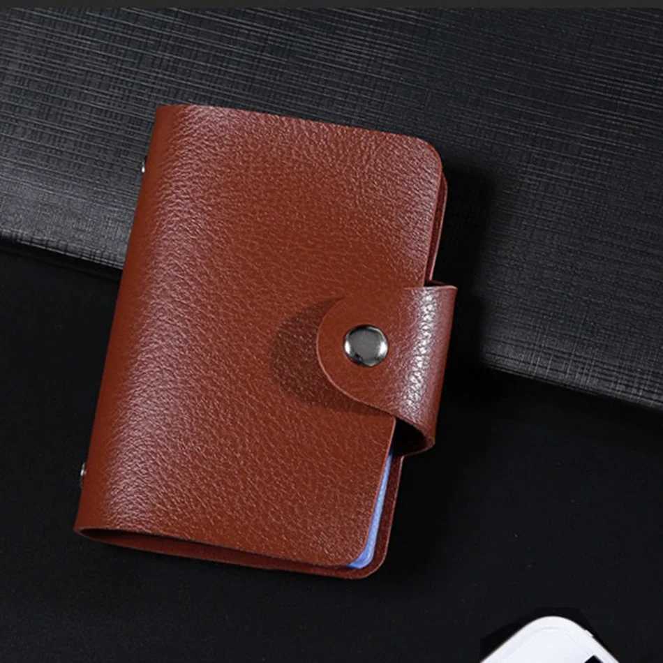24 Slots Bits Card Holder Bag Simple Solid Color Pocket Case Men Women Credit ID Card Organizer Leather Cardholder WalletW251017