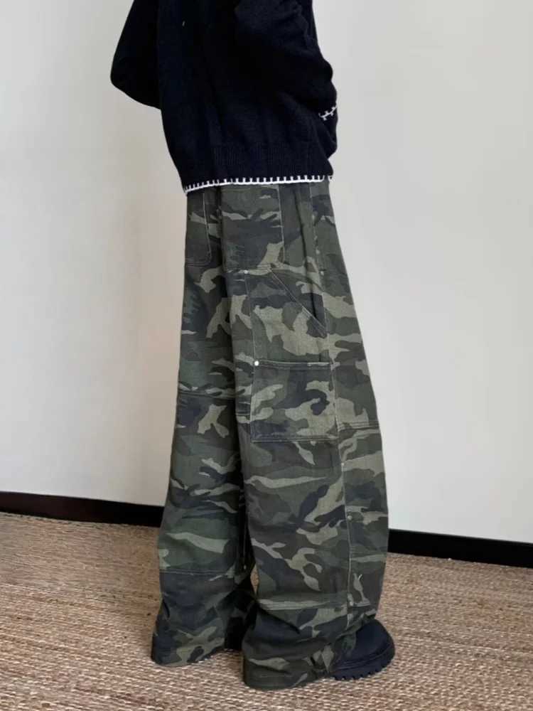 2025 Japanese Y2K Streetwear Camouflage Baggy Cargo Jeans Pants For Men Clothing Straight Casual Long Trousers Pantalones Hombre J251016