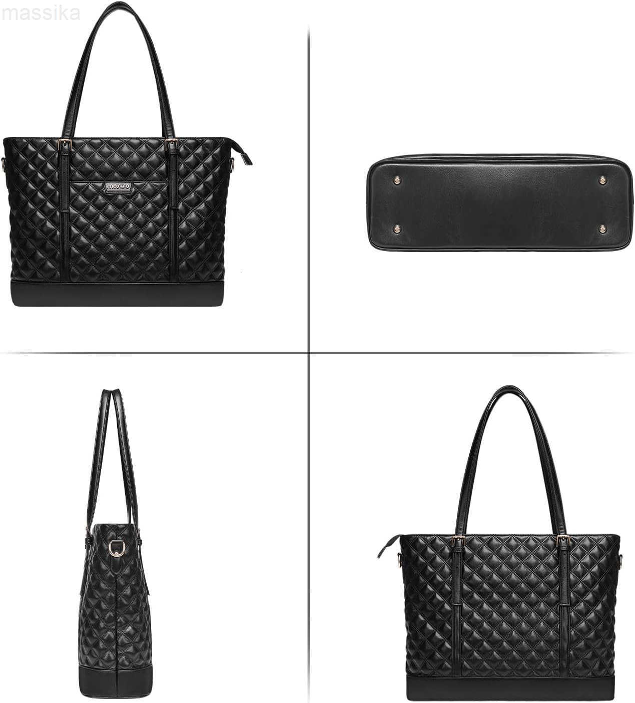 Laptop Tote Bag for Women 156 inch Briefcase Computer Bag Compatible with MacBook HP Dell Asus Notebook 16 inch Large Capacity Rhombus Quilted Leather