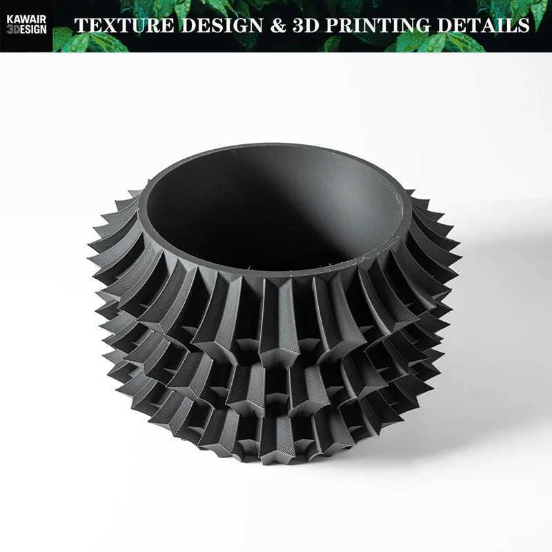 3D Printed EcoFriendly Irregular Geometry Plant Pot Textured Lines Biodegradable maceta for Home Decoration Sustainable Gift C251017