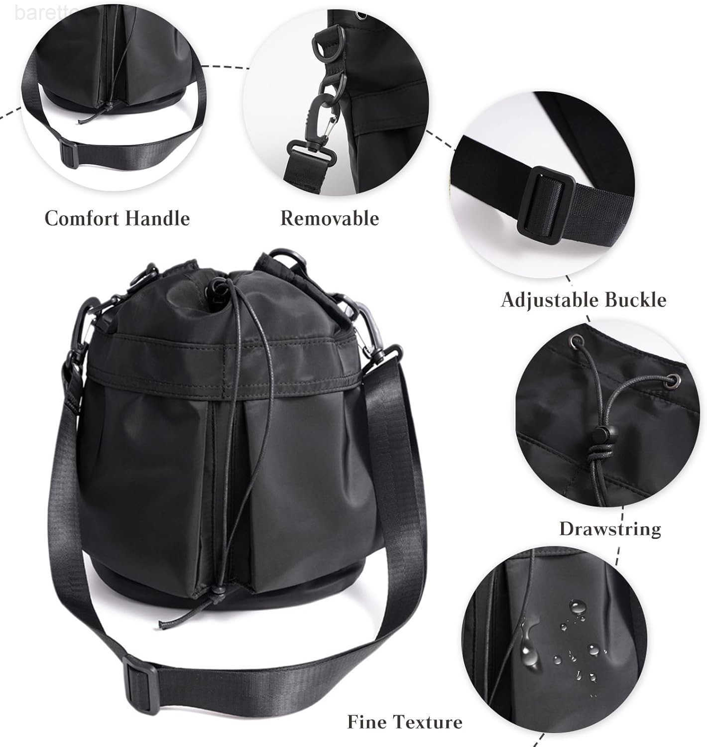 Bucket Bag for Women Waterproof Nylon Tote Handbag with Drawstring Closure Casual Shoulder Bag with Top Handle Z251017
