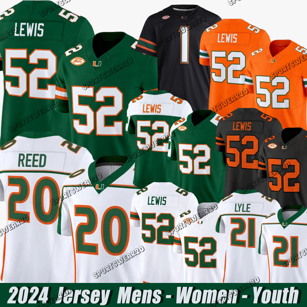 Miami Hurricanes College Jersey #1 Cam Ward #17 Emory Williams #4 Mark Fletcher Jr. #9 Elija Lofton #52 Ray Lewis Ed Reed Ajay Allen Stitched Football Jerseys
