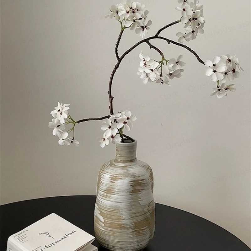 Wabi Sabi Style Ceramic Vase with Highend and Creative Floral Arrangements for Living Room Dining Table Decoration C251017